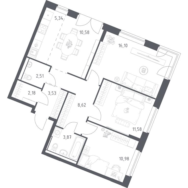 2-BD Apartment Sale, 75.29 sq. m. at Kvartal Zapadnyj, kvartal № 76, Marushkinskoye Settlement, Moscow, Russia #1 2-BD Apartment Sale, 75.29 sq. m. at Kvartal Zapadnyj, kvartal № 76, Marushkinskoye Settlement, Moscow, Russia #1