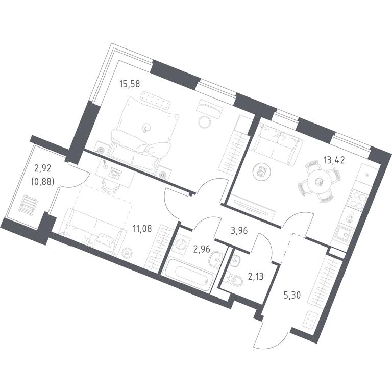 Продажа 1-комн. квартиры, 55,31 м² в ЖК «Квартал Западный», квартал № 76, поселение Марушкинское, Москва, Россия #1 Продажа 1-комн. квартиры, 55,31 м² в ЖК «Квартал Западный», квартал № 76, поселение Марушкинское, Москва, Россия #1