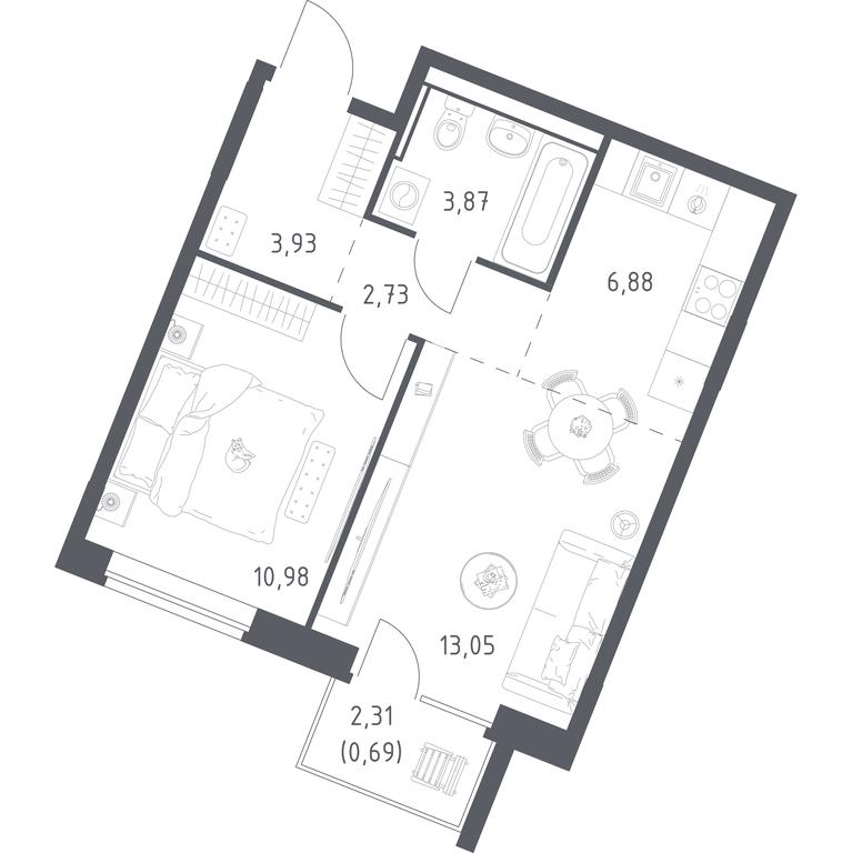 Apartment Sale, 42.13 sq. m. at Kvartal Zapadnyj, kvartal № 76, Marushkinskoye Settlement, Moscow, Russia #1 Apartment Sale, 42.13 sq. m. at Kvartal Zapadnyj, kvartal № 76, Marushkinskoye Settlement, Moscow, Russia #1