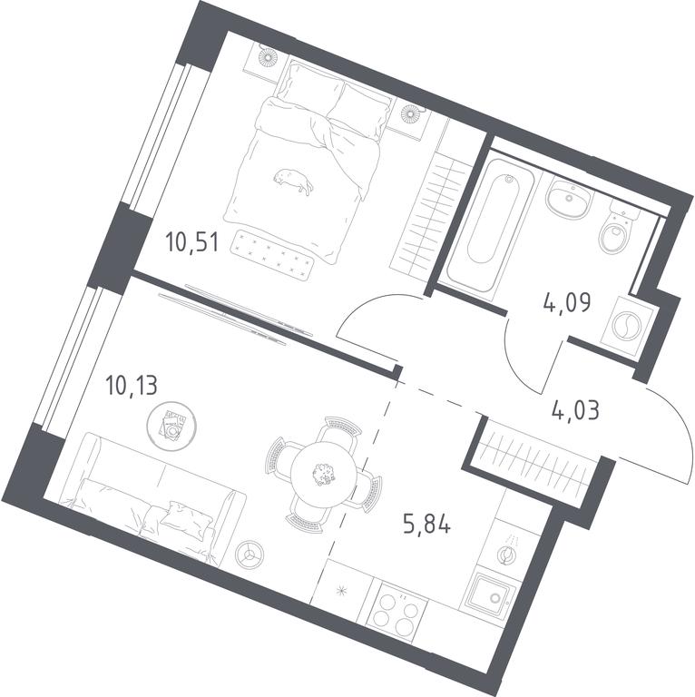 Apartment Sale, 34.6 sq. m. at Kvartal Zapadnyj, kvartal № 76, Marushkinskoye Settlement, Moscow, Russia #1