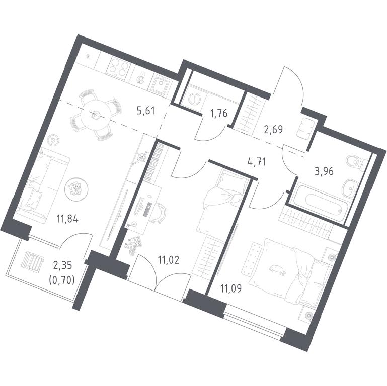 Продажа 1-комн. квартиры, 53,38 м² в ЖК «Квартал Западный», квартал № 76, поселение Марушкинское, Москва, Россия #1 Продажа 1-комн. квартиры, 53,38 м² в ЖК «Квартал Западный», квартал № 76, поселение Марушкинское, Москва, Россия #1