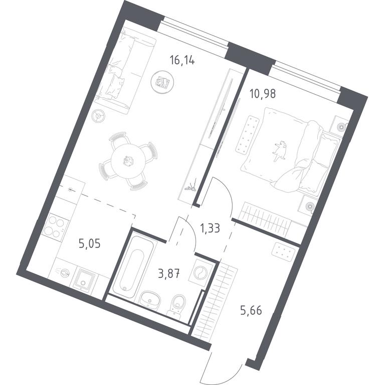 Apartment Sale, 43.03平方米 at Kvartal Zapadnyj, kvartal № 76, Marushkinskoye Settlement, Moscow, Russia #1 Apartment Sale, 43.03平方米 at Kvartal Zapadnyj, kvartal № 76, Marushkinskoye Settlement, Moscow, Russia #1