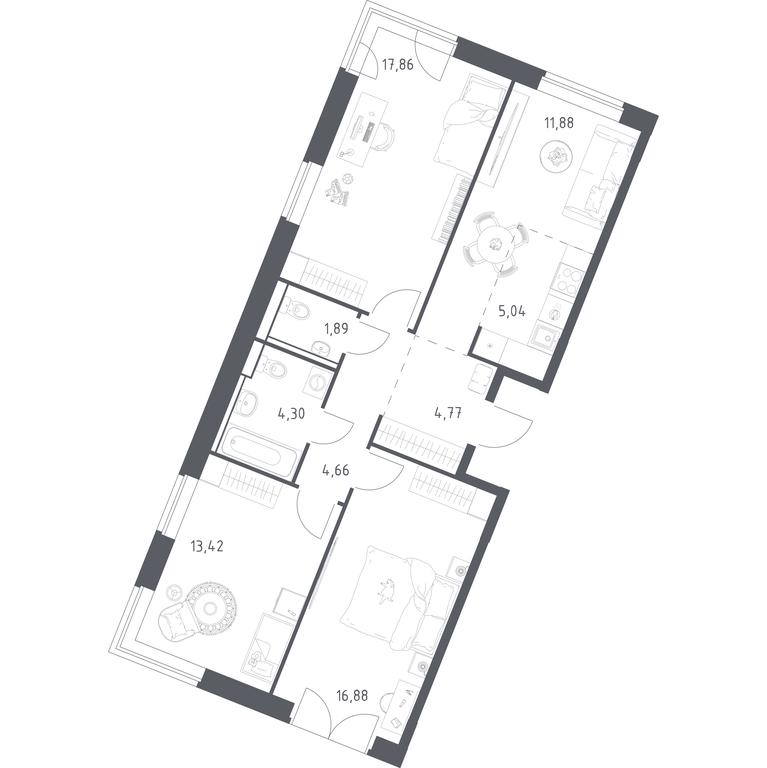 2-BD Apartment Sale, 80.7平方米 at Kvartal Zapadnyj, kvartal № 76, Marushkinskoye Settlement, Moscow, Russia #1 2-BD Apartment Sale, 80.7平方米 at Kvartal Zapadnyj, kvartal № 76, Marushkinskoye Settlement, Moscow, Russia #1