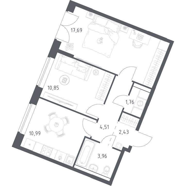 1-BD Apartment Sale, 52.19平方米 at Kvartal Zapadnyj, kvartal № 76, Marushkinskoye Settlement, Moscow, Russia #1 1-BD Apartment Sale, 52.19平方米 at Kvartal Zapadnyj, kvartal № 76, Marushkinskoye Settlement, Moscow, Russia #1