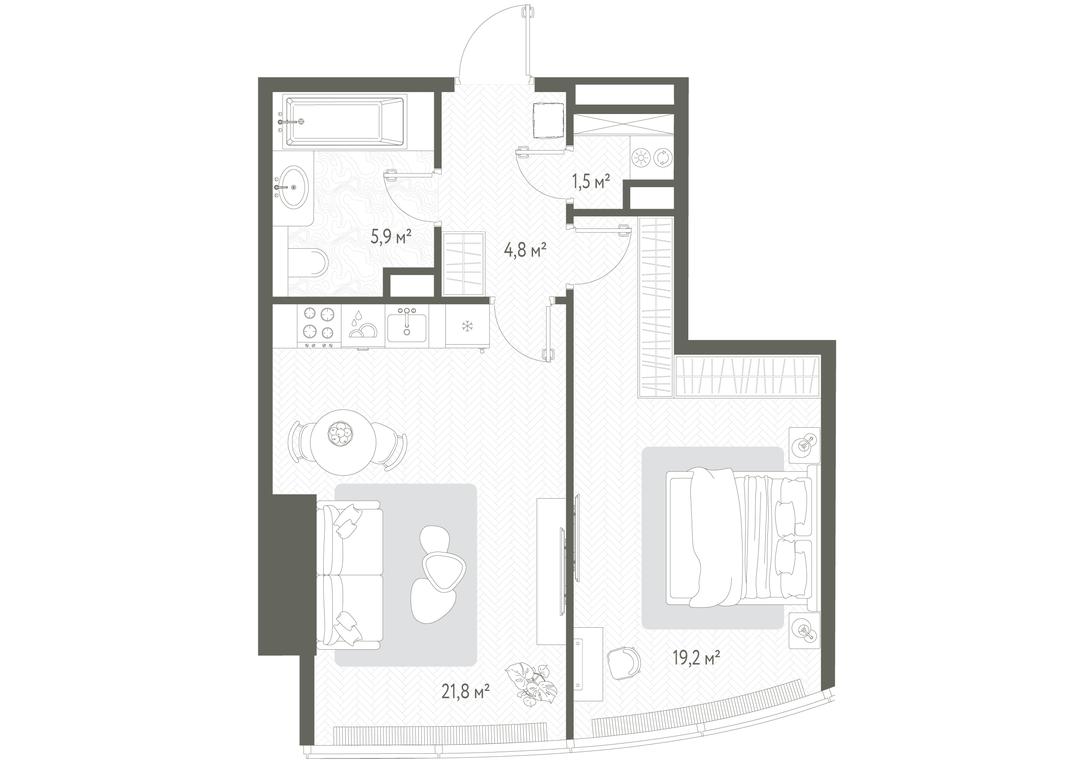 1-BD Apartment Sale, 53.2 sq. m. at One, 1st Krasnogvardeysky Drive, 11, Moscow, Russia #1