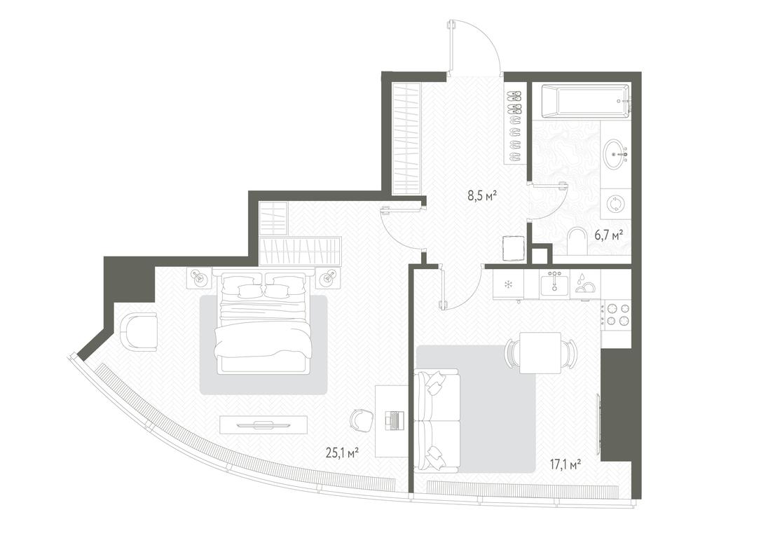 1-BD Apartment Sale, 57.4平方米 at One, 1st Krasnogvardeysky Drive, 11, Moscow, Russia #1 1-BD Apartment Sale, 57.4平方米 at One, 1st Krasnogvardeysky Drive, 11, Moscow, Russia #1