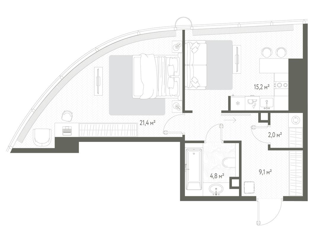 1-BD Apartment Sale, 52.5平方米 at One, 1st Krasnogvardeysky Drive, 11, Moscow, Russia #1 1-BD Apartment Sale, 52.5平方米 at One, 1st Krasnogvardeysky Drive, 11, Moscow, Russia #1