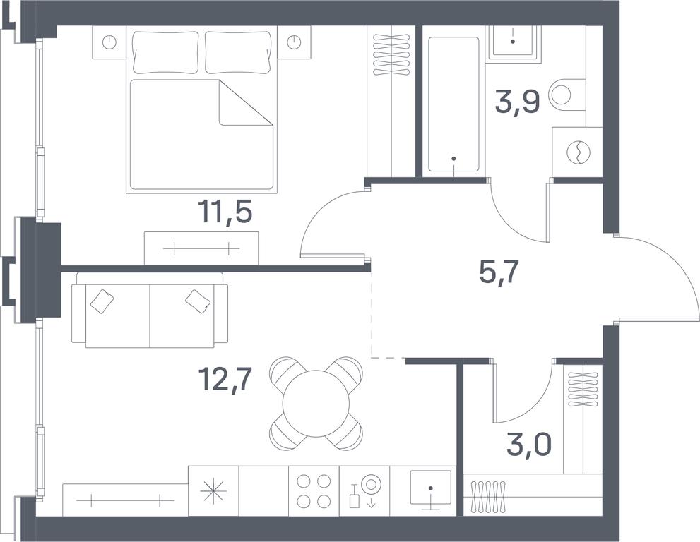 1-BD Apartment Sale, 36.8平方米 at Portland, Yuzhnoportovaya Street, 42с5, Moscow, Russia #1 1-BD Apartment Sale, 36.8平方米 at Portland, Yuzhnoportovaya Street, 42с5, Moscow, Russia #1