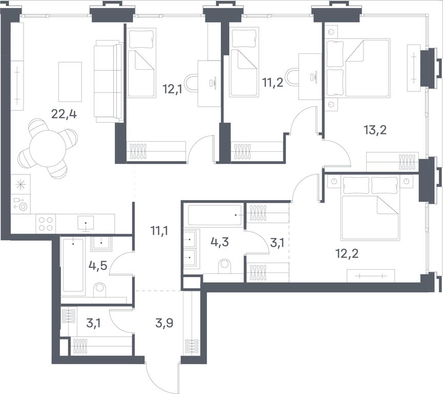 Продажа 4-комн. квартиры, 101,1 м² в ЖК «Портленд (Portland)», Южнопортовая улица, 42с5, Москва, Россия #1 Продажа 4-комн. квартиры, 101,1 м² в ЖК «Портленд (Portland)», Южнопортовая улица, 42с5, Москва, Россия #1
