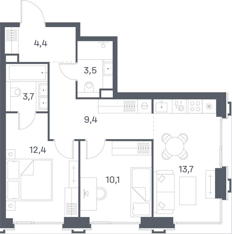 2-BD Apartment Sale, 57.2 sq. m. at Portland, Yuzhnoportovaya Street, 42с5, Moscow, Russia #1 2-BD Apartment Sale, 57.2 sq. m. at Portland, Yuzhnoportovaya Street, 42с5, Moscow, Russia #1