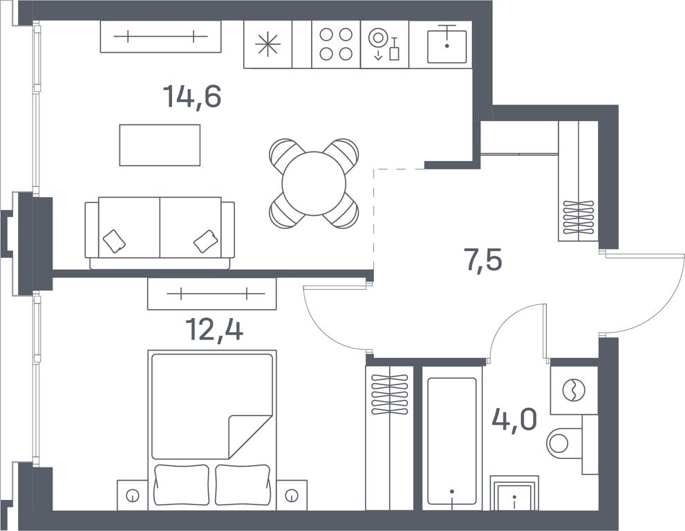 1-BD Apartment Sale, 38.5平方米 at Portland, Yuzhnoportovaya Street, 42с5, Moscow, Russia #1 1-BD Apartment Sale, 38.5平方米 at Portland, Yuzhnoportovaya Street, 42с5, Moscow, Russia #1