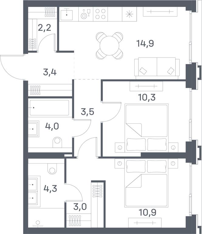 2-BD Apartment Sale, 56.5 sq. m. at Portland, Yuzhnoportovaya Street, 42с5, Moscow, Russia #1 2-BD Apartment Sale, 56.5 sq. m. at Portland, Yuzhnoportovaya Street, 42с5, Moscow, Russia #1