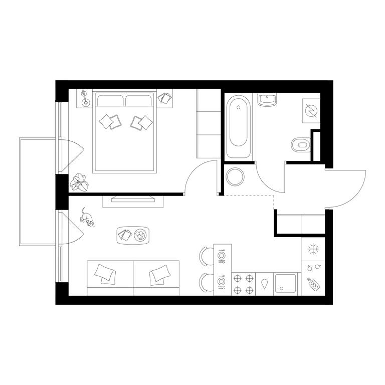 1-BD Apartment Sale, 32.5平方米 at Salarevo Park, Salaryevskaya Street, 8к1, Moskovskiy Settlement, Moscow, Russia #1