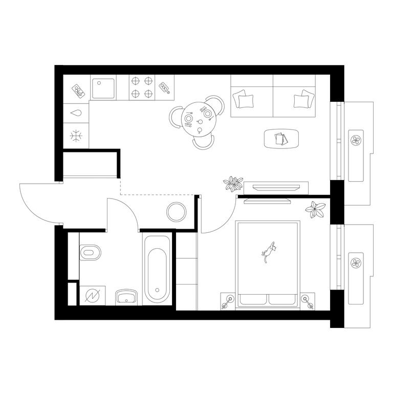 1-BD Apartment Sale, 32.3平方米 at Salarevo Park, Salaryevskaya Street, 8к1, Moskovskiy Settlement, Moscow, Russia #1