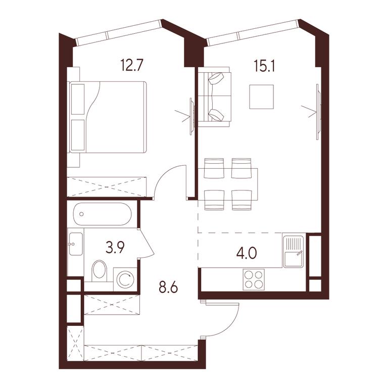 1-BD Apartment Sale, 44.3 sq. m. at INDY TOWERS (Indi Tauerz), Kuusinen Street, Moscow, Russia #1 1-BD Apartment Sale, 44.3 sq. m. at INDY TOWERS (Indi Tauerz), Kuusinen Street, Moscow, Russia #1