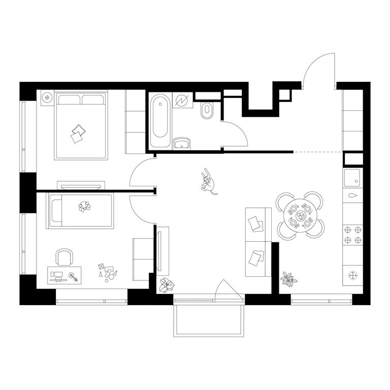 2-BD Apartment Sale, 54平方米 at Buninskaja naberezhnaja, ZhK Buninskaya Naberezhnaya, Moscow, Russia #1