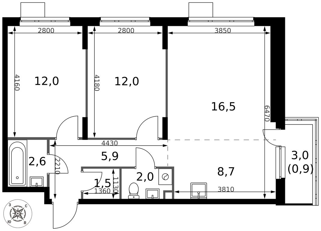 3-BD Apartment Sale, 62.1平方米 at Pervy Donskoj, zhiloy mikrorayon Sapronovo, derevnya Sapronovo, Leninskiy City District, Moscow Region, Russia #2 3-BD Apartment Sale, 62.1平方米 at Pervy Donskoj, zhiloy mikrorayon Sapronovo, derevnya Sapronovo, Leninskiy City District, Moscow Region, Russia #2