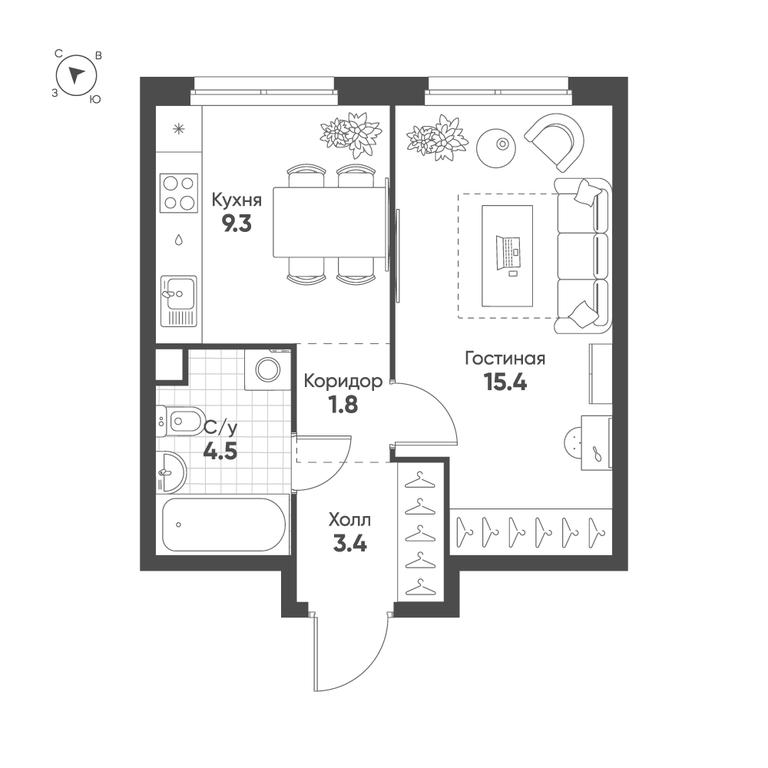 1-BD Apartment Sale, 34.4平方米 at Shagal, Автозаводская улица, 23, Москва, Россия #1 1-BD Apartment Sale, 34.4平方米 at Shagal, Автозаводская улица, 23, Москва, Россия #1