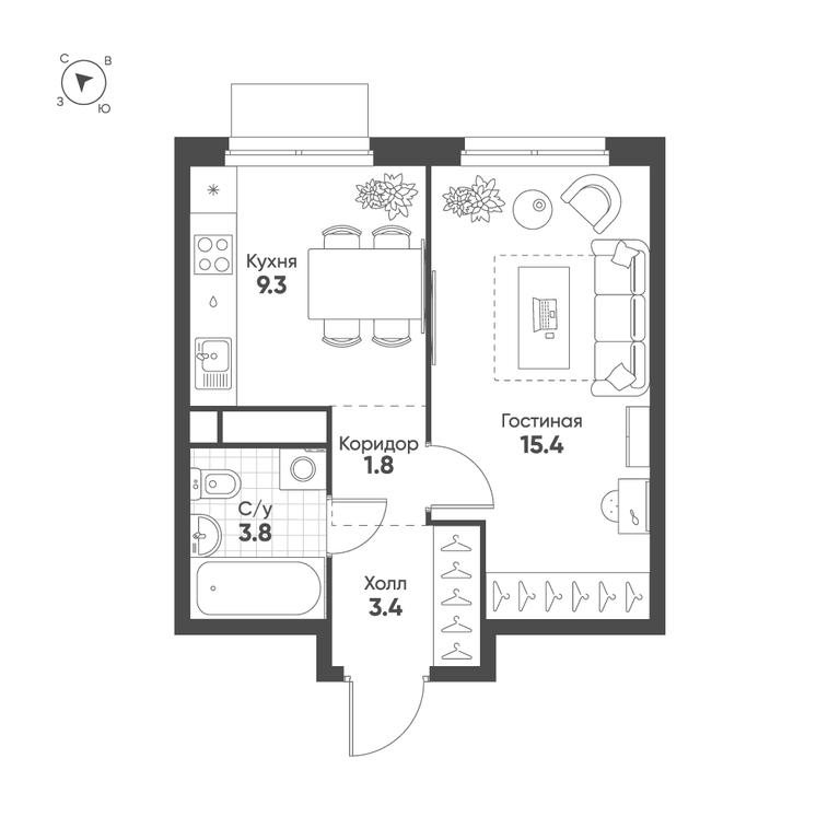 1-BD Apartment Sale, 33.7平方米 at Shagal, Автозаводская улица, 23, Москва, Россия #1