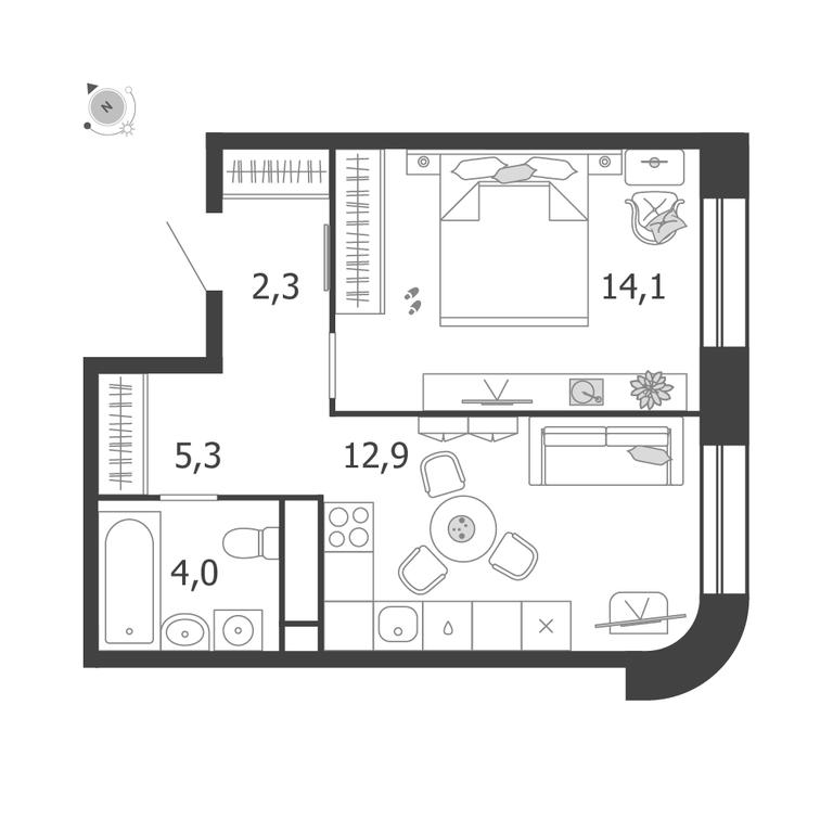 1-BD Apartment Sale, 38.6 sq. m. at Shagal, Автозаводская улица, 23, Москва, Россия #1 1-BD Apartment Sale, 38.6 sq. m. at Shagal, Автозаводская улица, 23, Москва, Россия #1