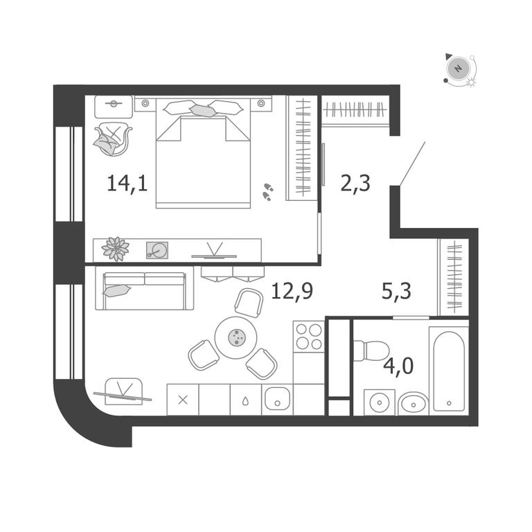 1-BD Apartment Sale, 38.6 sq. m. at Shagal, Автозаводская улица, 23, Москва, Россия #1