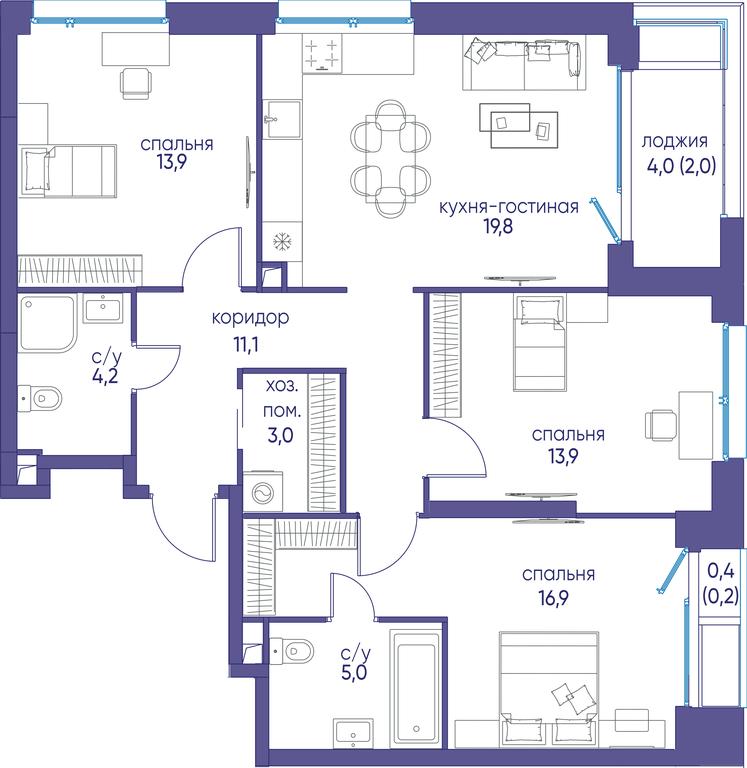 Продажа 3-комн. квартиры, 90 м² в ЖК «Остров», улица Нижние Мнёвники, 37Ас4, Москва, Россия #1