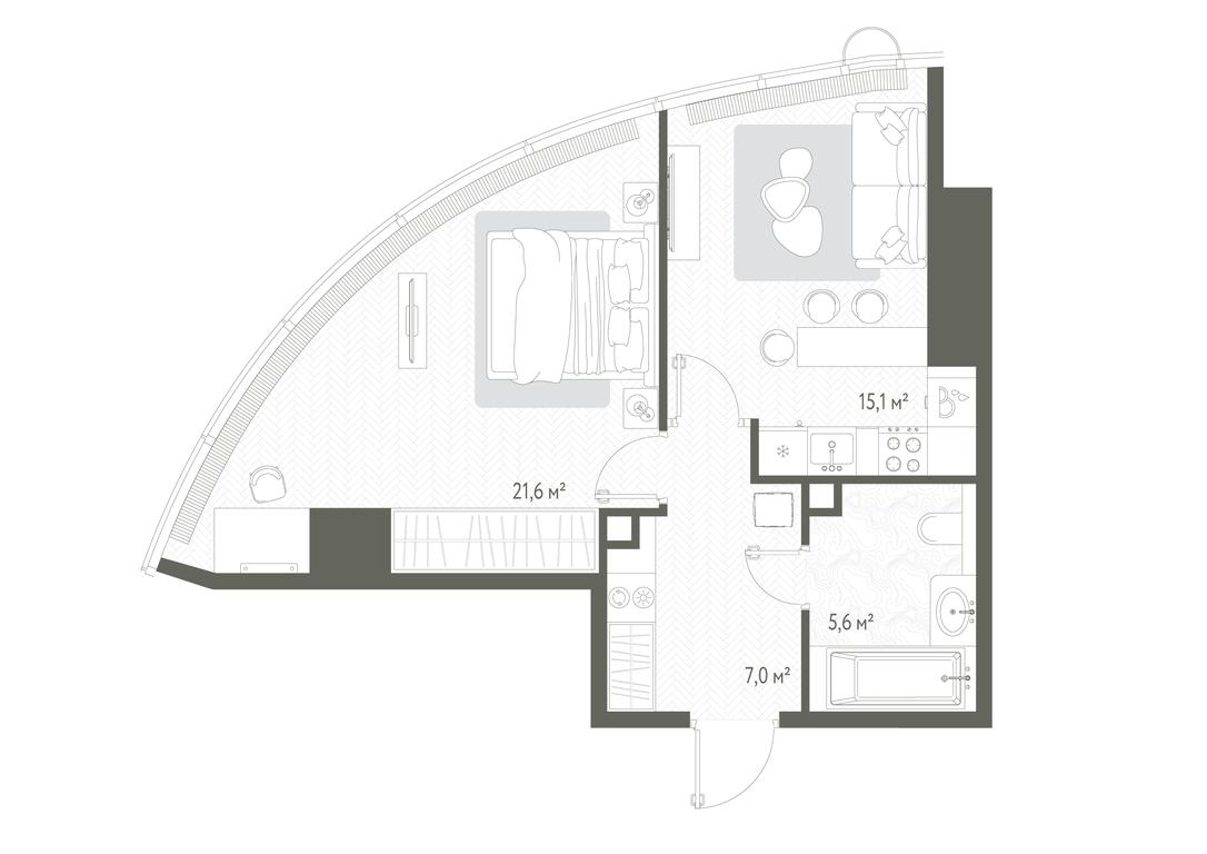 1-BD Apartment Sale, 49.3平方米 at One, 1st Krasnogvardeysky Drive, 11, Moscow, Russia #1 1-BD Apartment Sale, 49.3平方米 at One, 1st Krasnogvardeysky Drive, 11, Moscow, Russia #1