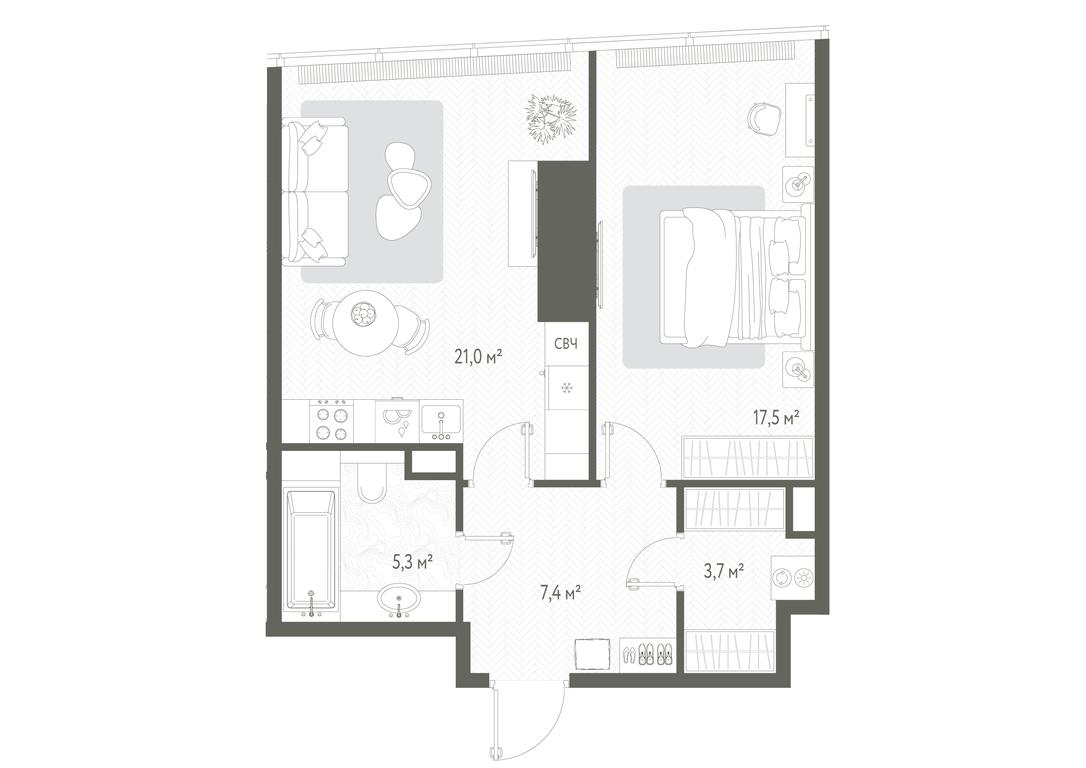 1-BD Apartment Sale, 54.9 sq. m. at One, 1st Krasnogvardeysky Drive, 11, Moscow, Russia #1