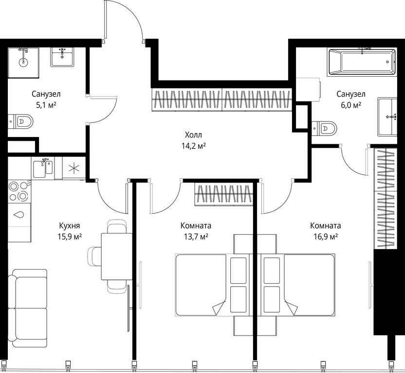 2-BD Apartment Sale, 71.8 sq. m. at One, 1st Krasnogvardeysky Drive, 11, Moscow, Russia #1 2-BD Apartment Sale, 71.8 sq. m. at One, 1st Krasnogvardeysky Drive, 11, Moscow, Russia #1