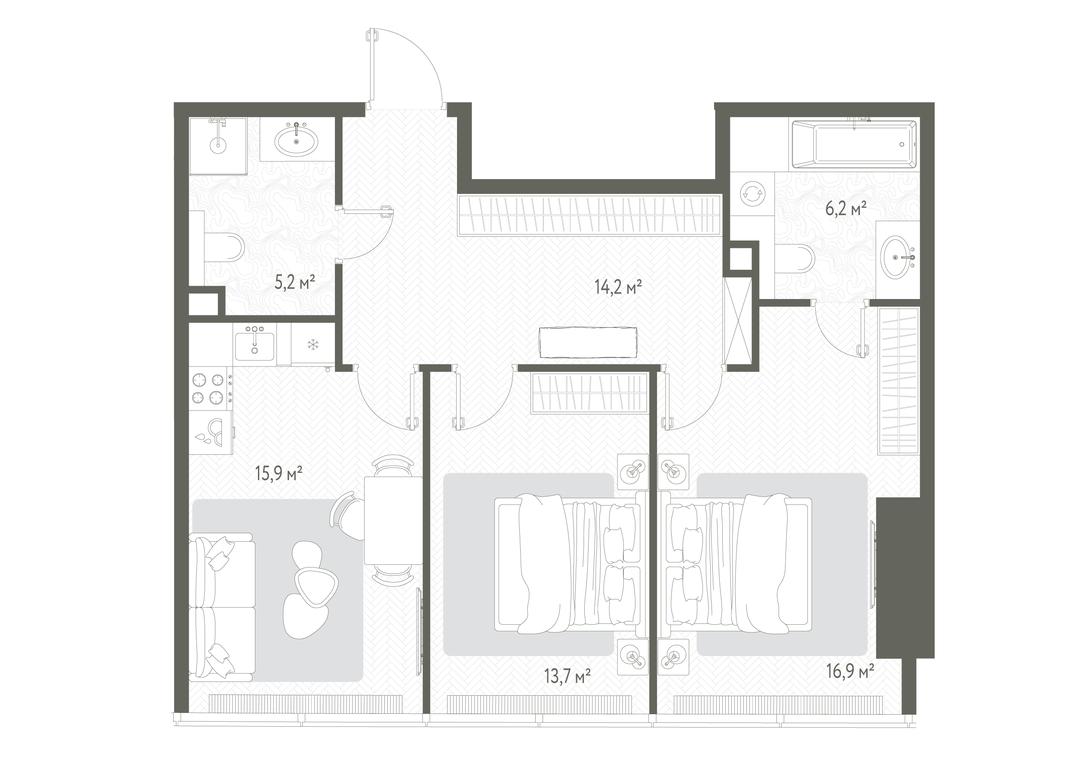 2-BD Apartment Sale, 72.1 sq. m. at One, 1st Krasnogvardeysky Drive, 11, Moscow, Russia #1 2-BD Apartment Sale, 72.1 sq. m. at One, 1st Krasnogvardeysky Drive, 11, Moscow, Russia #1