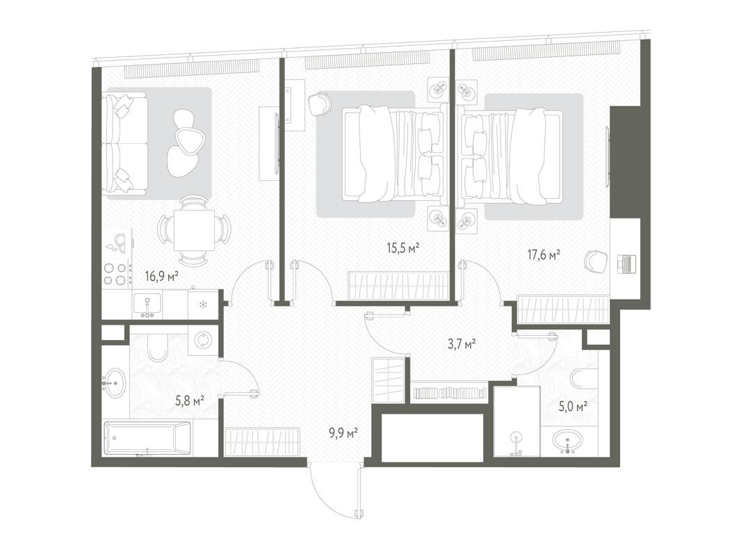 2-BD Apartment Sale, 74.4 sq. m. at One, 1st Krasnogvardeysky Drive, 11, Moscow, Russia #1 2-BD Apartment Sale, 74.4 sq. m. at One, 1st Krasnogvardeysky Drive, 11, Moscow, Russia #1