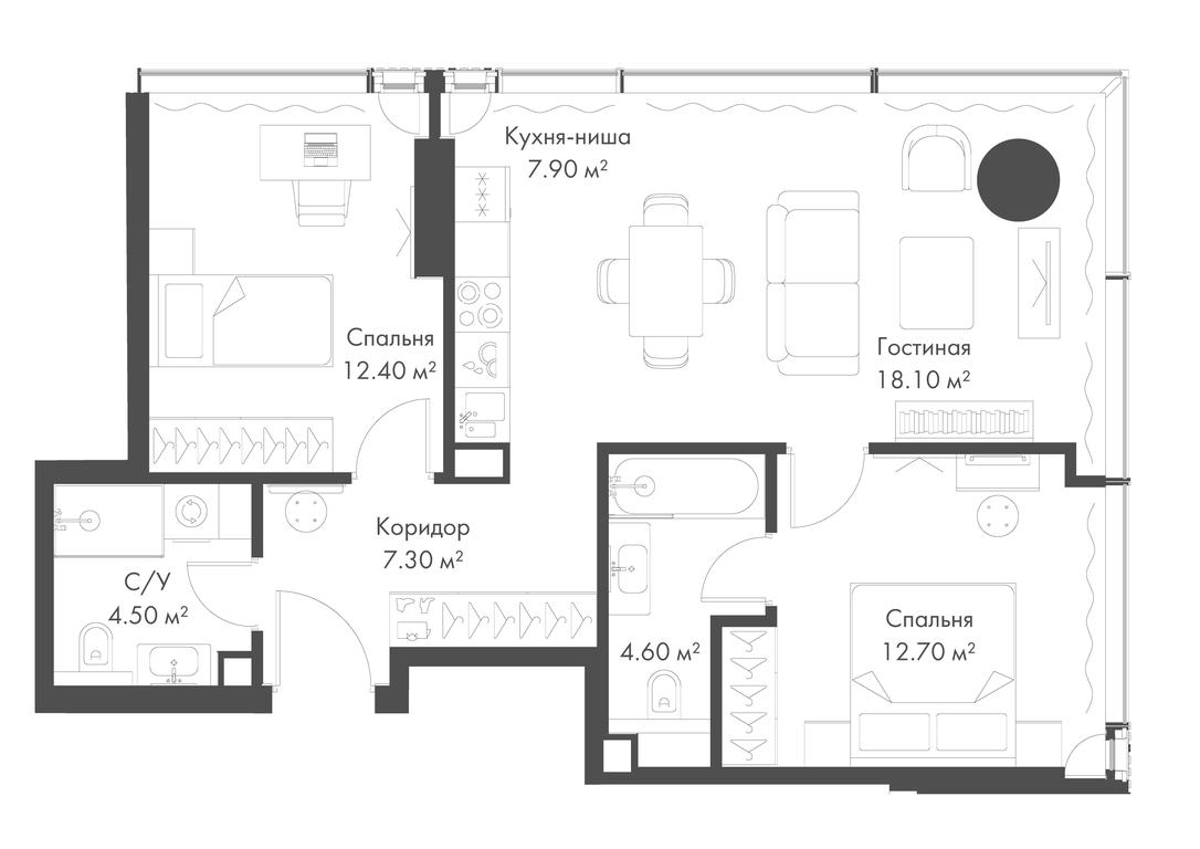 2-BD Apartment Sale, 67.5平方米 at Slava, Leningradskiy Avenue, 8с10, Moscow, Russia #1 2-BD Apartment Sale, 67.5平方米 at Slava, Leningradskiy Avenue, 8с10, Moscow, Russia #1