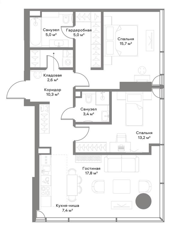 2-BD Apartment Sale, 79.4平方米 at Slava, Leningradskiy Avenue, 8с10, Moscow, Russia #1 2-BD Apartment Sale, 79.4平方米 at Slava, Leningradskiy Avenue, 8с10, Moscow, Russia #1