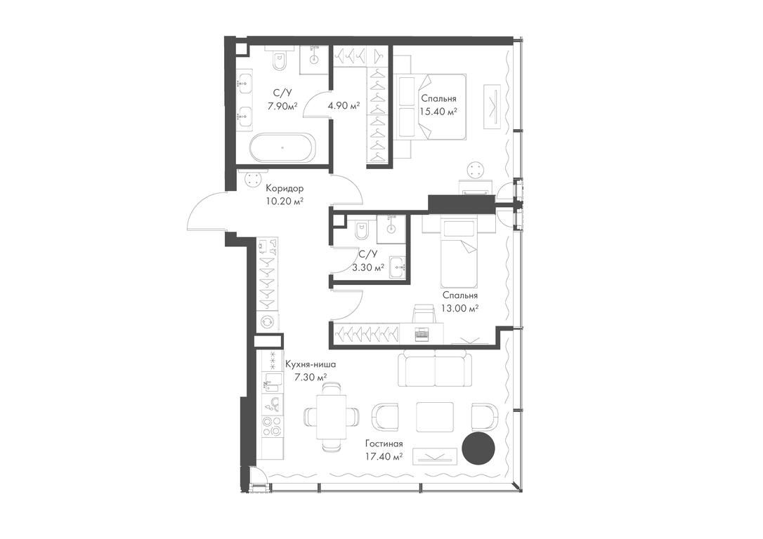 2-BD Apartment Sale, 79.4平方米 at Slava, Leningradskiy Avenue, 8с10, Moscow, Russia #1 2-BD Apartment Sale, 79.4平方米 at Slava, Leningradskiy Avenue, 8с10, Moscow, Russia #1