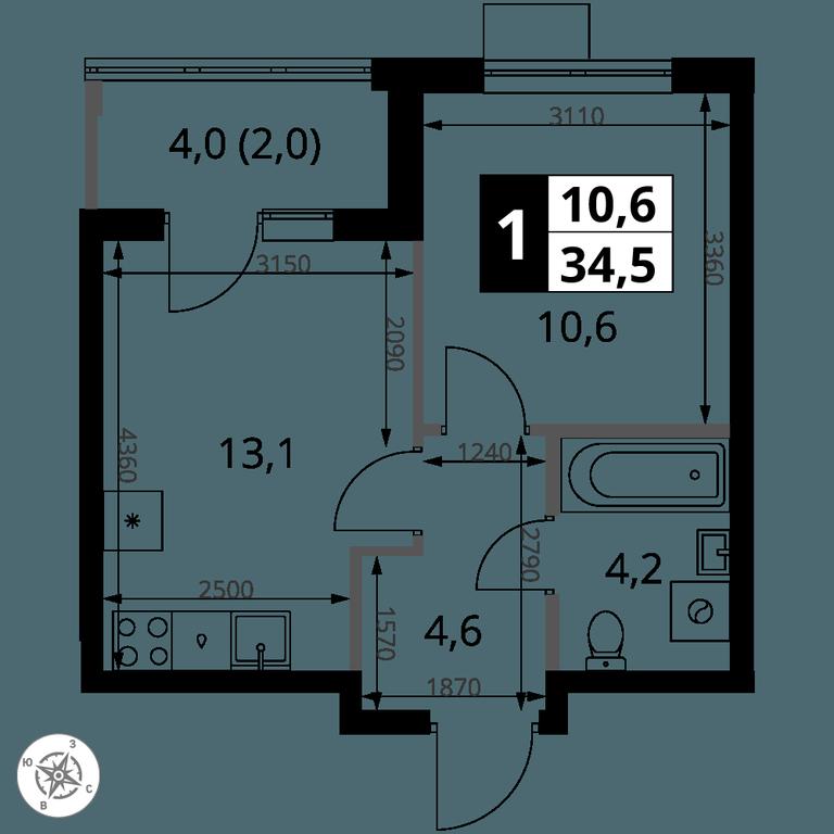 Продажа 1-комн. квартиры, 34,5 м² в ЖК «1-й Ясеневский», квартал № 24, поселение Мосрентген, Москва, Россия #1