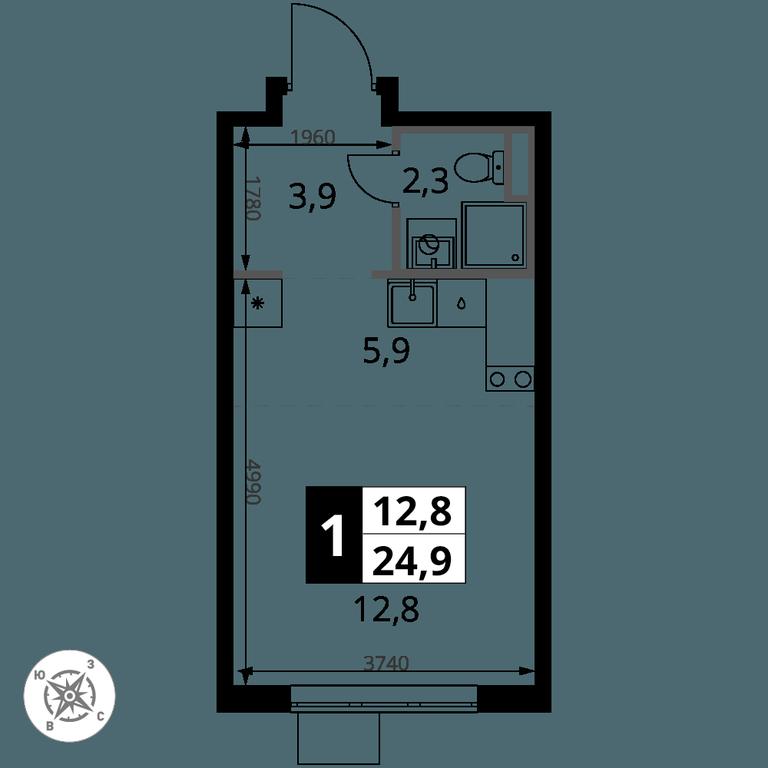 Apartment Sale, 24.9 sq. m. at Pervy Donskoj, zhiloy mikrorayon Sapronovo, derevnya Sapronovo, Leninskiy City District, Moscow Region, Russia #2