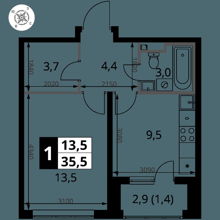 1-BD Apartment Sale, 35.5 sq. m. at Pervy Donskoj, zhiloy mikrorayon Sapronovo, derevnya Sapronovo, Leninskiy City District, Moscow Region, Russia #2 1-BD Apartment Sale, 35.5 sq. m. at Pervy Donskoj, zhiloy mikrorayon Sapronovo, derevnya Sapronovo, Leninskiy City District, Moscow Region, Russia #2