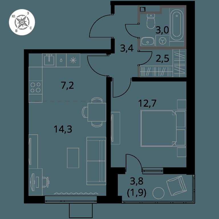2-BD Apartment Sale, 45 sq. m. at Pervy Donskoj, zhiloy mikrorayon Sapronovo, derevnya Sapronovo, Leninskiy City District, Moscow Region, Russia #1 2-BD Apartment Sale, 45 sq. m. at Pervy Donskoj, zhiloy mikrorayon Sapronovo, derevnya Sapronovo, Leninskiy City District, Moscow Region, Russia #1