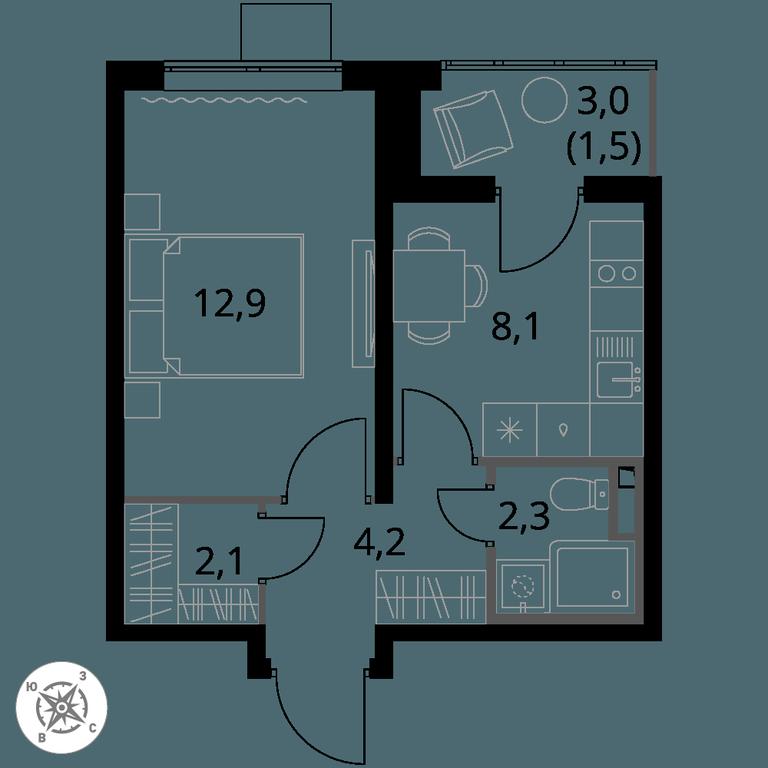 1-BD Apartment Sale, 31.1平方米 at Pervy Donskoj, zhiloy mikrorayon Sapronovo, derevnya Sapronovo, Leninskiy City District, Moscow Region, Russia #1 1-BD Apartment Sale, 31.1平方米 at Pervy Donskoj, zhiloy mikrorayon Sapronovo, derevnya Sapronovo, Leninskiy City District, Moscow Region, Russia #1