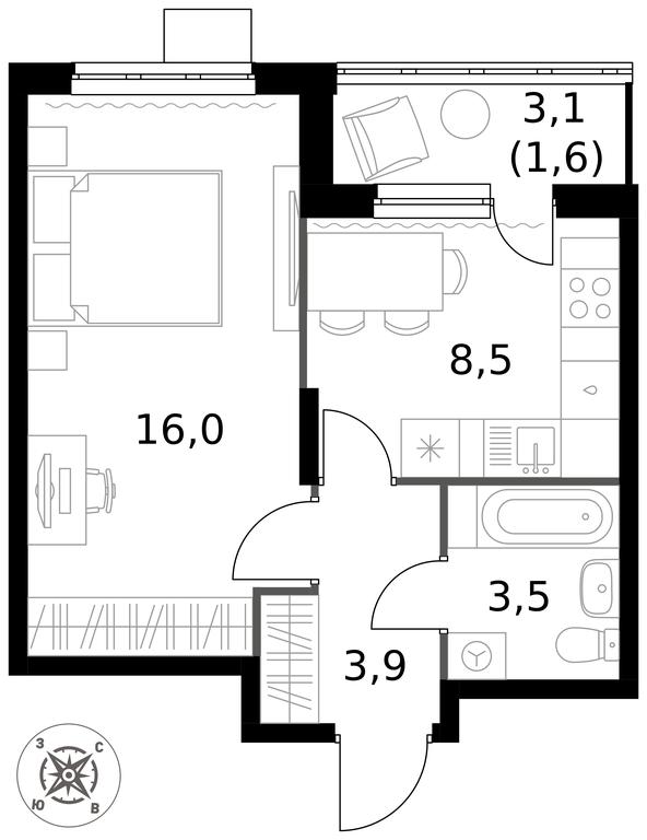 1-BD Apartment Sale, 33.5 sq. m. at Pervy Donskoj, zhiloy mikrorayon Sapronovo, derevnya Sapronovo, Leninskiy City District, Moscow Region, Russia #1 1-BD Apartment Sale, 33.5 sq. m. at Pervy Donskoj, zhiloy mikrorayon Sapronovo, derevnya Sapronovo, Leninskiy City District, Moscow Region, Russia #1