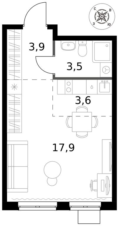 Apartment Sale, 28.9平方米 at Pervy Donskoj, zhiloy mikrorayon Sapronovo, derevnya Sapronovo, Leninskiy City District, Moscow Region, Russia #1 Apartment Sale, 28.9平方米 at Pervy Donskoj, zhiloy mikrorayon Sapronovo, derevnya Sapronovo, Leninskiy City District, Moscow Region, Russia #1