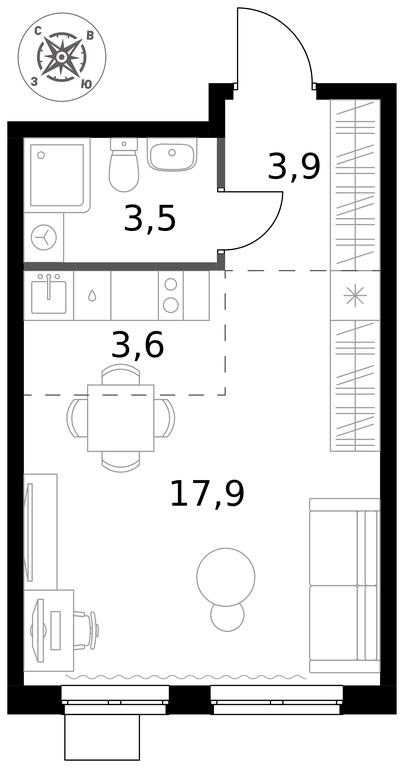 Apartment Sale, 28.9 sq. m. at Pervy Donskoj, zhiloy mikrorayon Sapronovo, derevnya Sapronovo, Leninskiy City District, Moscow Region, Russia #1 Apartment Sale, 28.9 sq. m. at Pervy Donskoj, zhiloy mikrorayon Sapronovo, derevnya Sapronovo, Leninskiy City District, Moscow Region, Russia #1