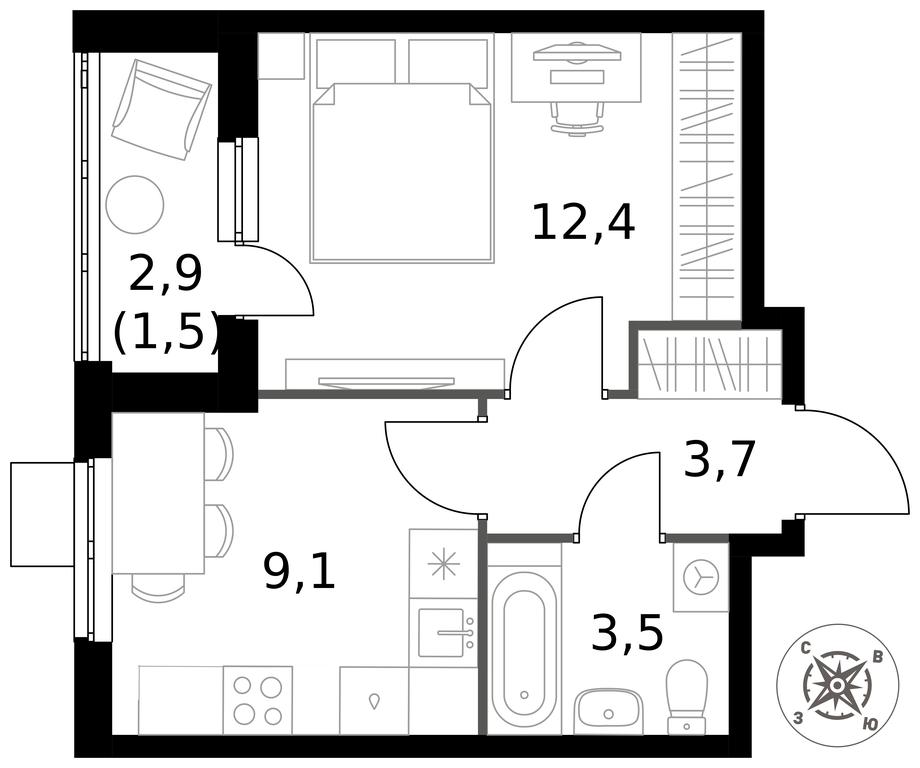 1-BD Apartment Sale, 30.2平方米 at Pervy Donskoj, zhiloy mikrorayon Sapronovo, derevnya Sapronovo, Leninskiy City District, Moscow Region, Russia #1 1-BD Apartment Sale, 30.2平方米 at Pervy Donskoj, zhiloy mikrorayon Sapronovo, derevnya Sapronovo, Leninskiy City District, Moscow Region, Russia #1