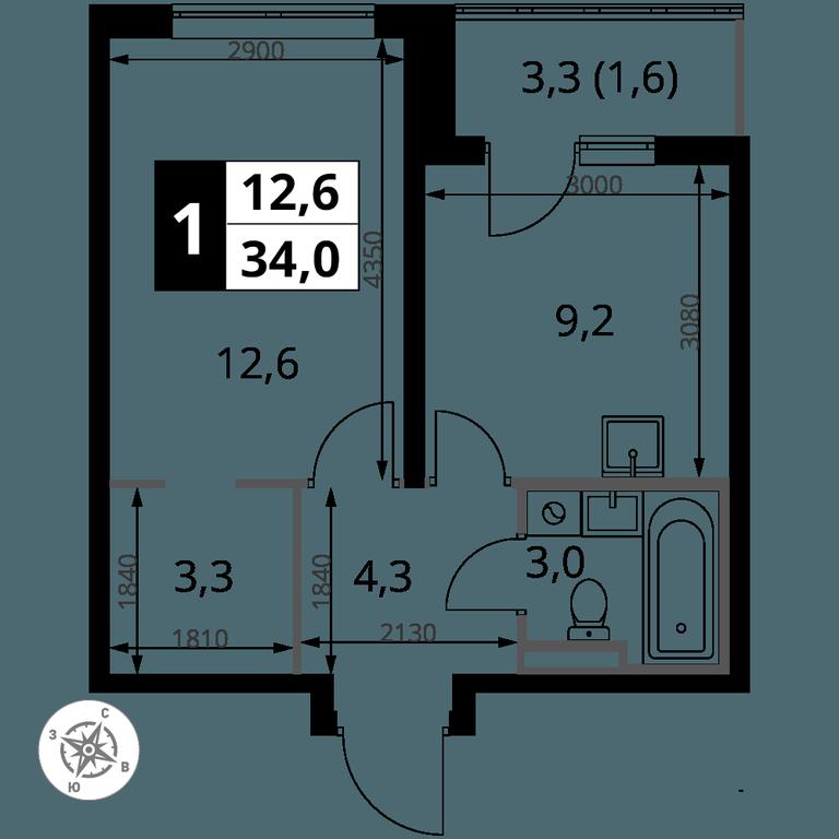 1-BD Apartment Sale, 34平方米 at Pervy Donskoj, zhiloy mikrorayon Sapronovo, derevnya Sapronovo, Leninskiy City District, Moscow Region, Russia #2 1-BD Apartment Sale, 34平方米 at Pervy Donskoj, zhiloy mikrorayon Sapronovo, derevnya Sapronovo, Leninskiy City District, Moscow Region, Russia #2