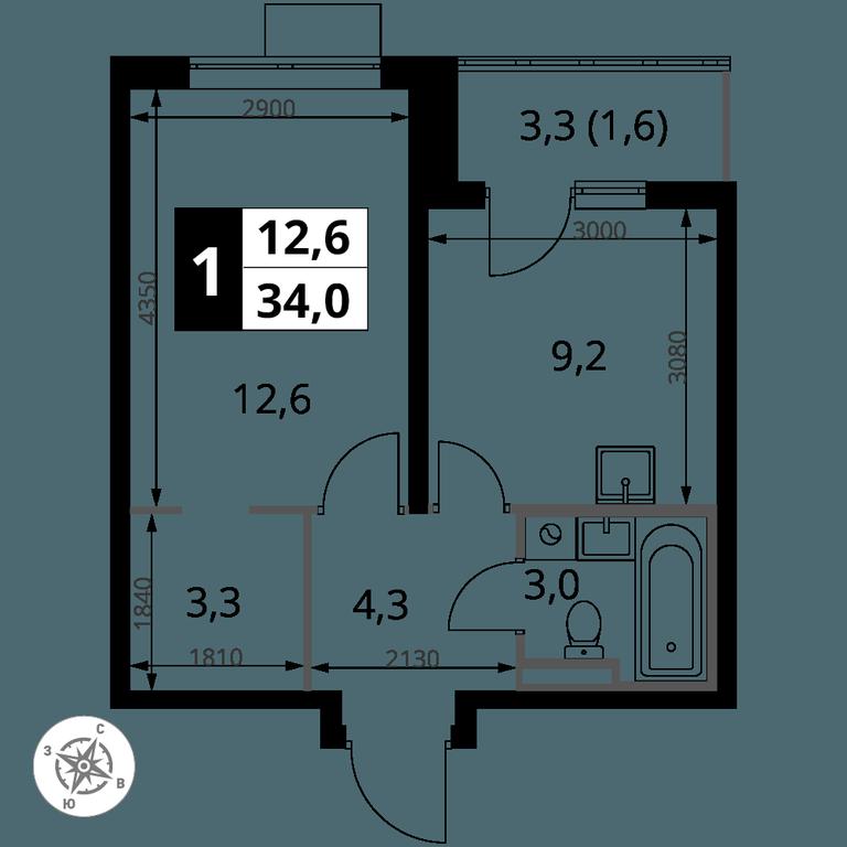 1-BD Apartment Sale, 34 sq. m. at Pervy Donskoj, zhiloy mikrorayon Sapronovo, derevnya Sapronovo, Leninskiy City District, Moscow Region, Russia #2 1-BD Apartment Sale, 34 sq. m. at Pervy Donskoj, zhiloy mikrorayon Sapronovo, derevnya Sapronovo, Leninskiy City District, Moscow Region, Russia #2
