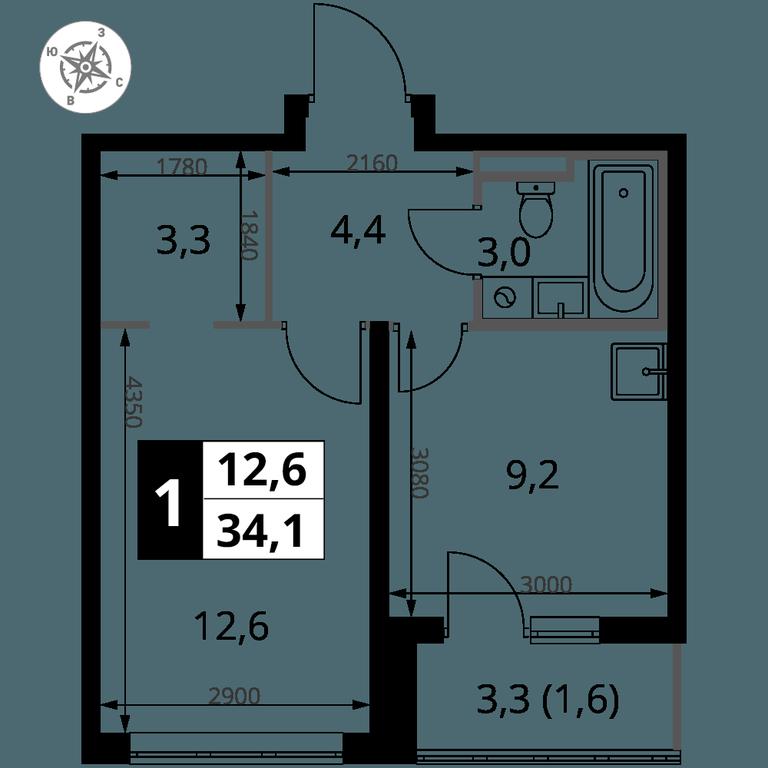 Продажа 1-комн. квартиры, 34,1 м² в ЖК «Первый Донской», жилой микрорайон Сапроново, деревня Сапроново, Ленинский городской округ, Московская область, Россия #2