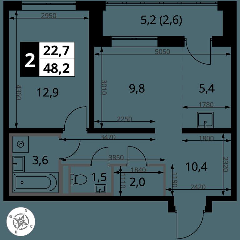 Продажа 2-комн. квартиры, 48,2 м² в ЖК «Первый Донской», жилой микрорайон Сапроново, деревня Сапроново, Ленинский городской округ, Московская область, Россия #2 Продажа 2-комн. квартиры, 48,2 м² в ЖК «Первый Донской», жилой микрорайон Сапроново, деревня Сапроново, Ленинский городской округ, Московская область, Россия #2