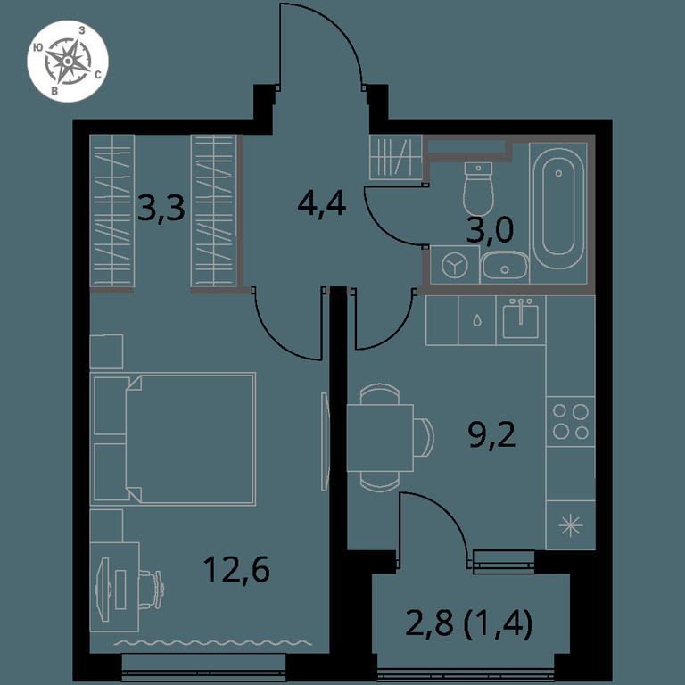 Продажа 1-комн. квартиры, 33,9 м² в ЖК «Первый Донской», жилой микрорайон Сапроново, деревня Сапроново, Ленинский городской округ, Московская область, Россия #1
