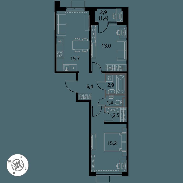 2-BD Apartment Sale, 58.5 sq. m. at Pervy Donskoj, zhiloy mikrorayon Sapronovo, derevnya Sapronovo, Leninskiy City District, Moscow Region, Russia #1 2-BD Apartment Sale, 58.5 sq. m. at Pervy Donskoj, zhiloy mikrorayon Sapronovo, derevnya Sapronovo, Leninskiy City District, Moscow Region, Russia #1
