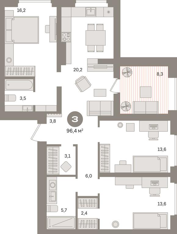 3-BD Apartment Sale, 96.4平方米 at Kvartal Izdanie, Perovskoye Highway, Moscow, Russia #1 3-BD Apartment Sale, 96.4平方米 at Kvartal Izdanie, Perovskoye Highway, Moscow, Russia #1